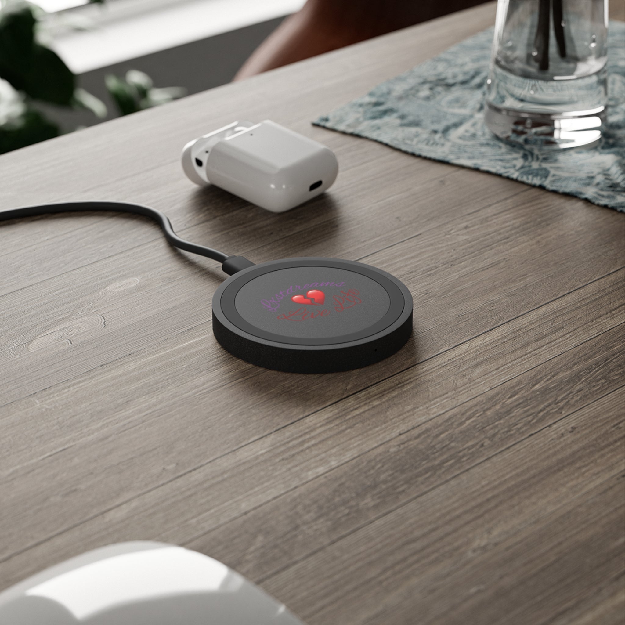 Wireless Charging Pad – 'Lostdreams Live Life' Heart Design